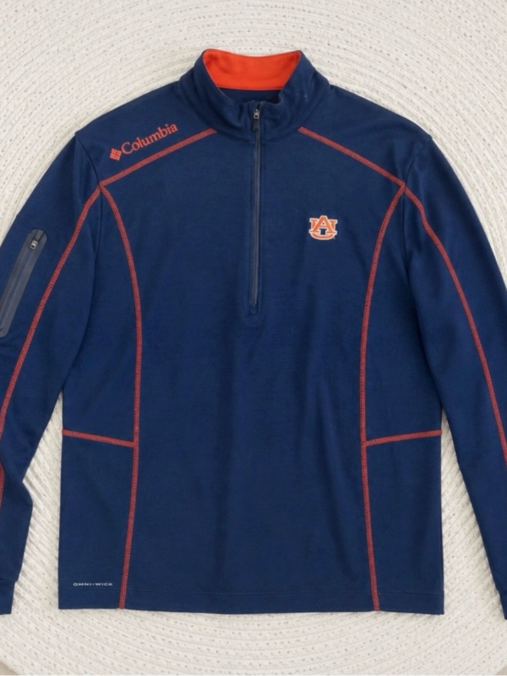 Columbia Men’s Navy & Orange Auburn 1/4 Zip Pullover